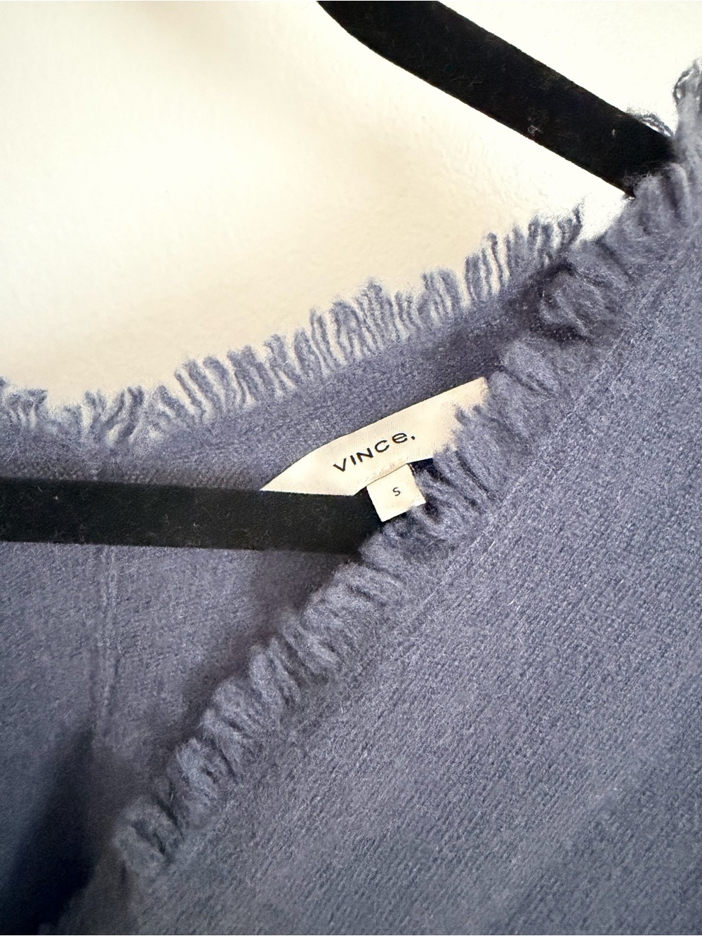 Vince Frayed V-Neck Long Sleeve Sweater - Navy - Picture 3 of 7
